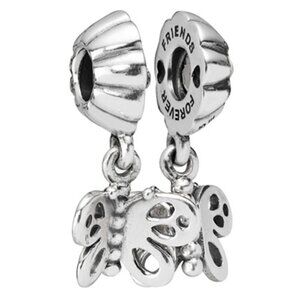 PANDORA Friends Forever Butterfly Dangle Charm Authentic Silver Splittable